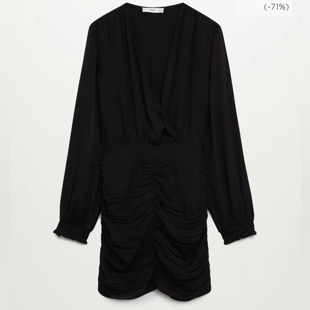 NWT Mango Puffed Sleeve Black Dress
